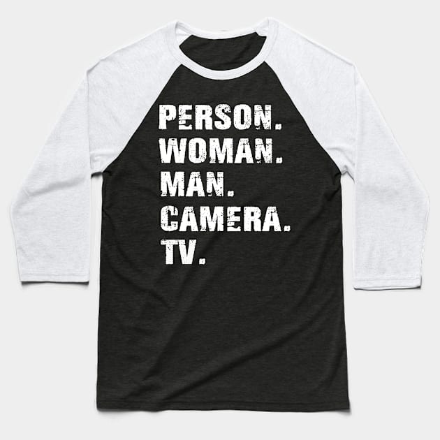 Person. Woman. Man. Camera. TV. Go Vote! Baseball T-Shirt by mo designs 95